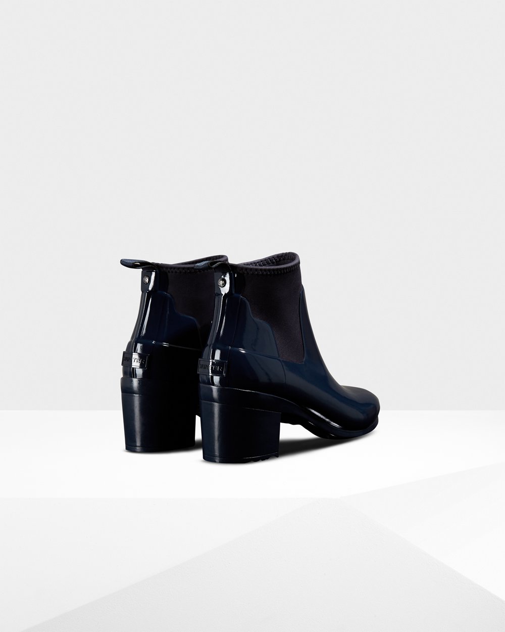 Bottes À Talons Hunter Refined Slim Fit Gloss Mid Femme Bleu Marine UXJPETM-85